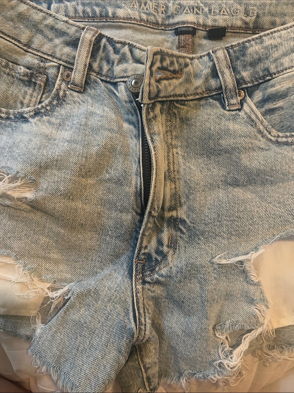 American Eagle Outfitters Light Wash Distressed Denim Shorts